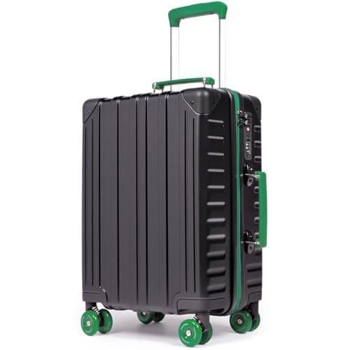 Tavoxda 20 Inch Carry on Suitcase, Super Lightweight PC Hard Shell Small Cabin Suitcase with TSA Lock & 4 Wheels, Black Carry on for Men