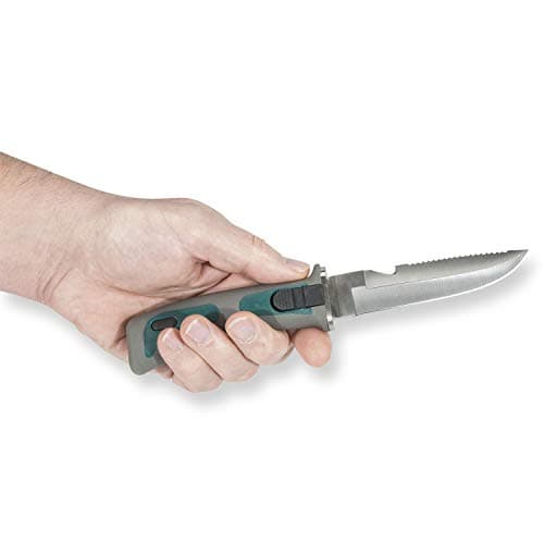 SEAC Bat Diving Knife with Safety Handle, Stainless Steel Unisex - Adult, Green, 11.5 cm — view 2
