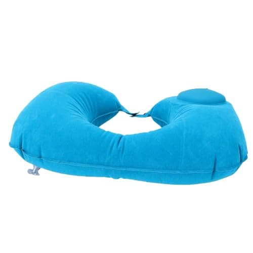 Brrnoo Inflatable Travel Neck Pillow Airplane Neck Support Pillow U Shaped Blow Up [Brand] 12-20s Press to Inflate 360 Degree Support with Flocked TPU for Airplane Car Office — view 4