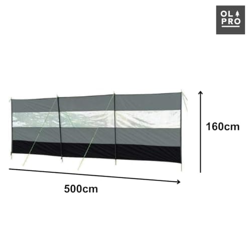 OLPRO Compact Vision 5m Charcoal Lightweight Camping Windbreak with Windows — view 5