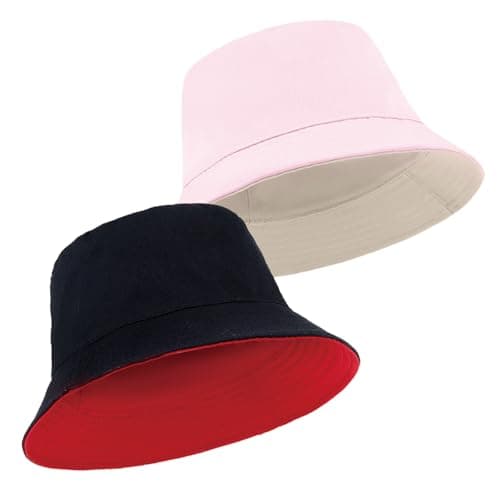 DXPETA 2 Pack Sun Hat for Men, Reversible Bucket Hat for Outdoor Activities, Lightweight UV Protection Fisherman Hat with Adjustable Chin Strap, Foldable Design for Travel and Daily Wear Black