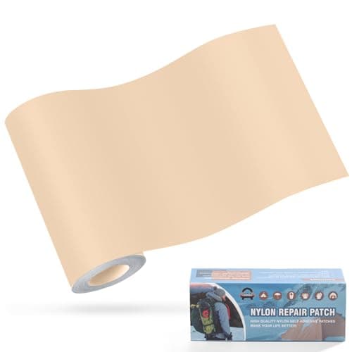 OAZ 10x160 cm Nylon Repair Patches Nylon Fabric Patch Self-Adhesive Tent Repair Patch Kit Waterproof Lightweight Nylon Repair Tape for Clothing Down Jacket Sleeping Bag Beige