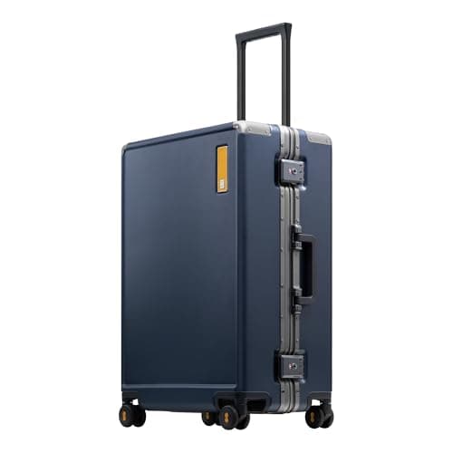 LEVEL8 Zipperless Suitcase Carry On Luggage with Aluminum Frame, 24 Inch Suitcase with Wheels, Polycarbonate Hard Shell Luggage with TSA, Blue