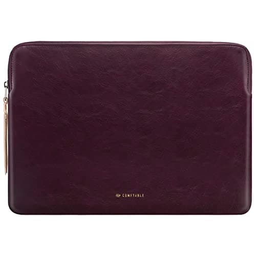Comfyable Slim Laptop Sleeve 15 Inch Snugly Compatible with MacBook Air 15-in M5 2026 A3448 M4 A3241 M3 A3114 M2 A2941, PU Leather Bag Waterproof Cover Notebook Computer Case for Mac