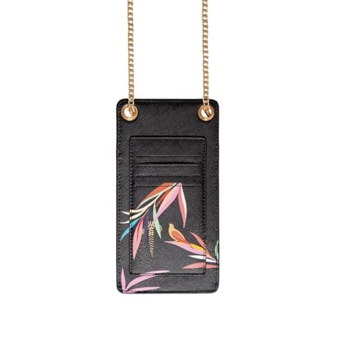 Sara Miller London Phone Crossbody Pouch, Wallet with Card Holders, Women's Travel Bag with Chain Strap, Bamboo Black — view 3