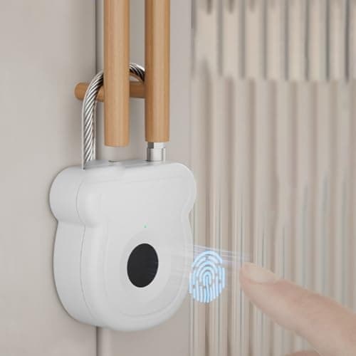 HOHOVYVY Fingerprint Lock, Biometric Fingerprint Padlock, USB-C Chargeable, with 20 Fingerprints, Memory for Suitcase, Cabinet, Door (Grey) — view 6