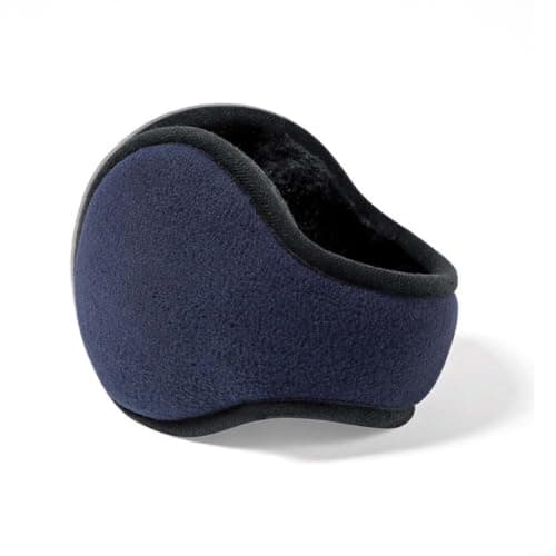 Risveglio -for Soft Foldable Earmuffs Women, Plush Faux Ear Warmers with Behind-Head Style, Cozy Winter Accessories Travel, for Compact Storage, Black and Light Gray(Black) — view 5
