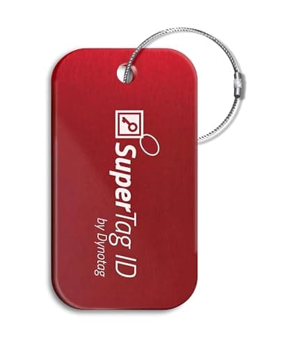 Dynotag® Sentry Series Solid Metal Web Enabled Smart Luggage ID Tag + Steel Loop, w. DynoIQ™ & Lifetime Recovery Service (Ruby Red, Anodized Aluminum) — view 3