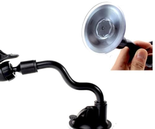 Flexible Car Phone Mount, Universal Dashboard Holder with Gooseneck Arm, Black and Red, Adjustable Clamp for Mobile Devices — view 3