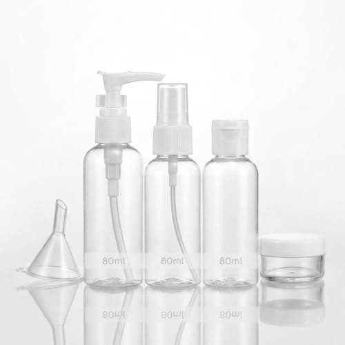 NAEEM SONS 5x Travel Bottles Set for Toiletries Empty Refillable Clear Plastic Travel Liquid Containers Ideal For Shampoo Cosmetic Lotion Body Wash Makeup Shower Gel Hand Soap Travel (5PC) (Pack of 2) — view 3