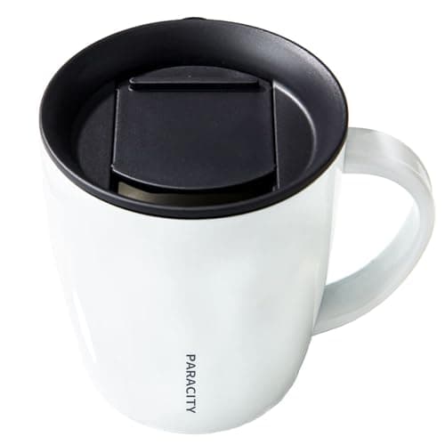 PARACITY Stainless Steel Coffee Mug, with Lid Double Wall Vacuum Travel Mug with Handle, Insulation Travel Office Coffee Mug, Insulated Great for Hot and Cold Beverages 12.3oz/350ml White