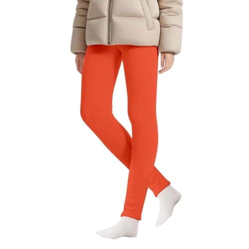 Girls' Leggings 116 Cotton High Waist Slim Tight Trousers Comfortable Soft Relax Trousers Windproof Lightweight Thermal Leggings Slim Fit Foot Leggings Available Daily Travel, orange, 160 cm — view 5