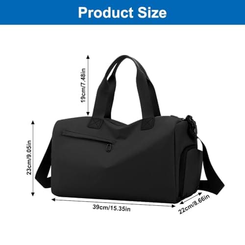 Black Waterproof Sports Bag Gym Bag Duffle with Shoe Compartment — view 2