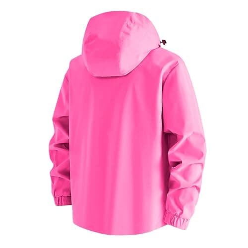 Lightweight Waterproof Jackets Women, Women's Waterproof Jackets Ladies Lightweight Windproof Packable Rain Jacket Raincoat Outdoor Windproof Running Golf Cycling Hiking Jacket with Hood 1-Hot Pink M — view 5
