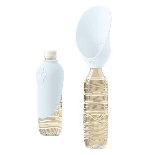 Silicone Portable Dog Water Bottle Adapter, Leakproof Foldable Leaf Pet Water Dispenser Cap, Practical Folding Drinking Bowl, Feed for Puppy Outdoor Walking Camping Fits Standard Waterbottles (White) — view 4