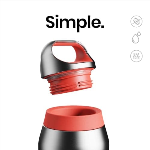 ION8 Primo ROAM Insulated Water Bottle 655 ml (22 oz)– Leakproof Stainless Steel, Vacuum Insulated for Hot & Cold Drinks, Twist Lid, Dishwasher Safe, Coral — view 4