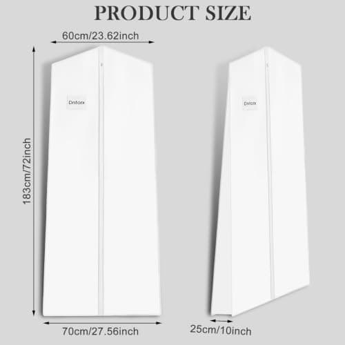 Dntorx Wedding Dress Bag 72In, Dress Bag Cover Long with 10In Gusset White — view 2