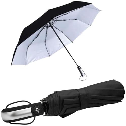 Buystarget Windproof Umbrella Large Stormproof Umbrellas or Men Women Compact Classic Waterproof Canopy Durable Strong 8, 10Ribs Auto Open Rain Sun Travel Business (Black Windproof Auto Open/Close)
