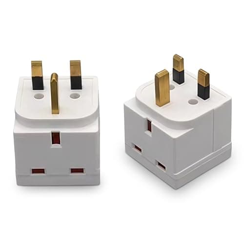 FAMHOME 2 Way block Plug 2 way Plug in Block Mains Adaptor, 2 Way Multi Socket Plug Adaptor, Power Extension Wall Adaptor for Smartphone, Home, Office, Travel (White (2 Pack)) — view 2
