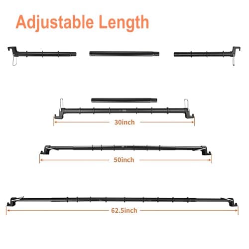 Adjustable Car Clothes Hanger Bar 35-62.5 Inches – Heavy Duty Travel Garment Organizer, Anti-Wrinkle, Non-Slip Rubber Bands, Fits SUVs, Cars, Vans and Trucks — view 2