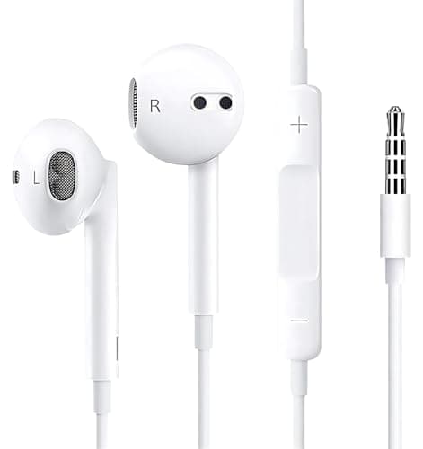 Earphones, In-Ear Headphones Earphones 3.5mm Jack Wired Earbuds with Microphone Mic, Noise Isolating Earbuds Deep Bass Corded In-Ear Headphones for i-Phone, Samsuing & More device (White)
