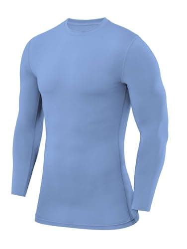 PowerLayer Compression Tops for Men Base Layers Men's Running Top Thermal Shirt - Ice Blue, L