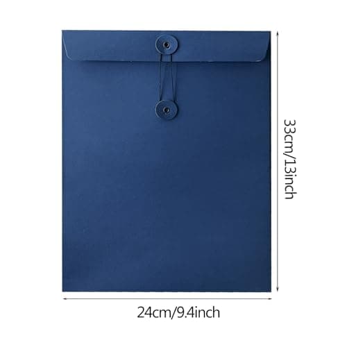 10 Pcs A4 Kraft Paper Envelopes File Folders with String Closure Portfolio Foolscap Paper Organiser Portable Project Pockets Document Wallet Storage Pouch Bills Receipt Bag for Office School Home — view 2
