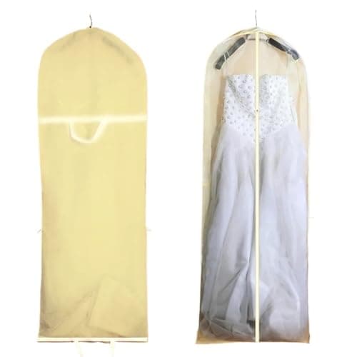 clothes dust bag Large For Wedding Dress Dust Cover Zipper Gown Dustproof Storage Bag Foldable Garment Clothes Case Protector(Yellow)