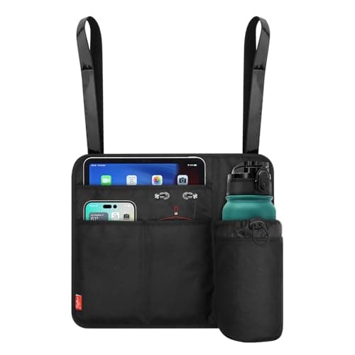 Airplane Seat Back Organizer & Storage, Airplane Tray Table Cover for Personal Items, Airline Seat Hanging Pockets Media Pouch,Reusable Travel Essentials, Fits Tablets, Cell Phone,Water Bottle (Black) — view 5