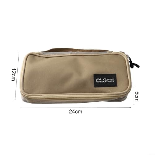 Outdoor Camping Mess Kit Bag Reusable Tableware Storage Pouch for Backpacking BBQ - Cutlery Organizer with Zipper Khaki 24x12x5cm(Khaki) — view 5