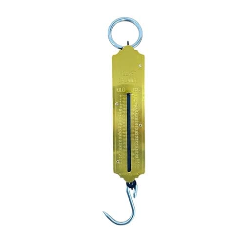 PNJB, Pocket Spring Balance Luggage Scale 25 Kg Weight Measuring Fishing Luggage, Golden Mechanical Balance with Hook for Home, School, Classroom, Kitchen Use (1X PACK)
