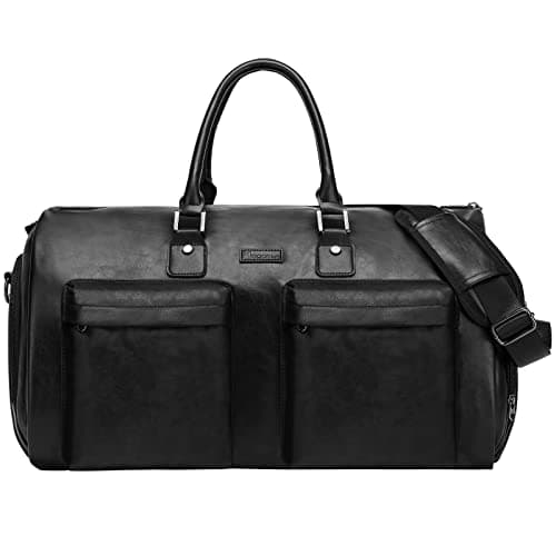 Modoker Convertible PU Leather Garment Bag, Carry-On Travel Duffel