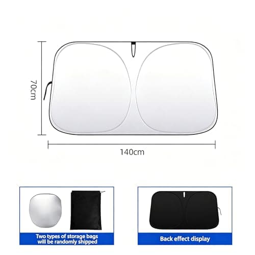 Windscreen Sunshade for Car for VOLVO V60 2011-2023 2024 2025 | 140x70cm Foldable Front Window Sun Protector | UV Ray Blocker & Interior Cooler | Car Sun Visor - Silver — view 5