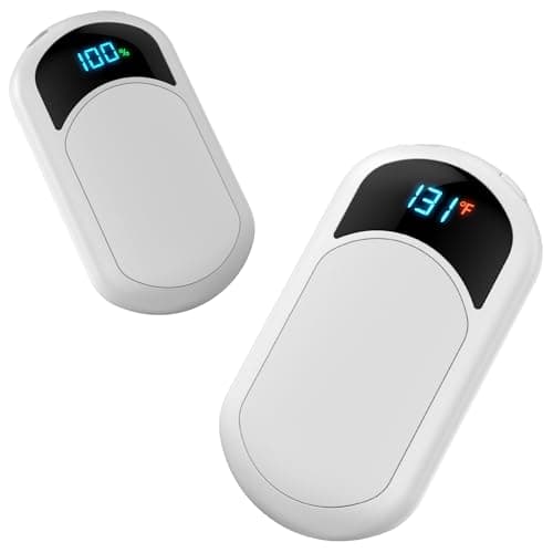 Hand Warmers 2-Pack, 2 * 3200mAh Rechargeable Hand Warmers, 3 Heat Settings, Up to 13Hrs, Ultra Thin Portable for Pocket Gloves Outdoor Sports, Winter Essentials for Men,Women. (White)