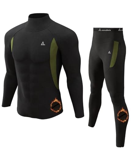 CL convallaria Men's Thermal Underwear Set Long Johns Long Sleeve Tops and Bottoms Warm Base Layer Turtle Neck-L