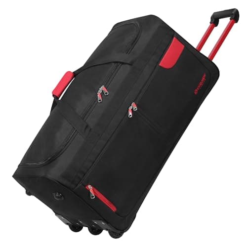 Rocklands® Lightweight Luggage Rolling Holdall Suitcase Wheeled Duffle Bag Cargo Sport Travel Bag RL501 (Red/Black, Large - 32" (H84 x L42 x W40 cm))