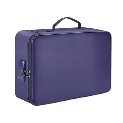 HMifjUM Fireproof Document Box, Waterproof File Organiser Box, Safe Portable Home Fire Lockable Storage Boxes, Collapsible Travel Document Holder, File Storage Boxs with Inserts Bags and Zipper (BU) — view 6