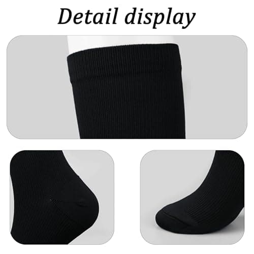 Compression Socks for Women & Men Travel Flight Compression Stocking Breathable Knee High Support Varicose Veins Socks for Athletic Running Maternity Pregnancy Nurses (Black+Black, S/M) — view 3