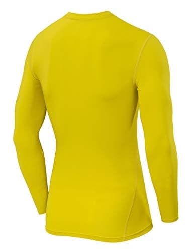 TCA Men Long Sleeve Compression Shirt, Athletic Workout Sports Undershirt Base Layer Top - Sonic Yellow, L — view 2