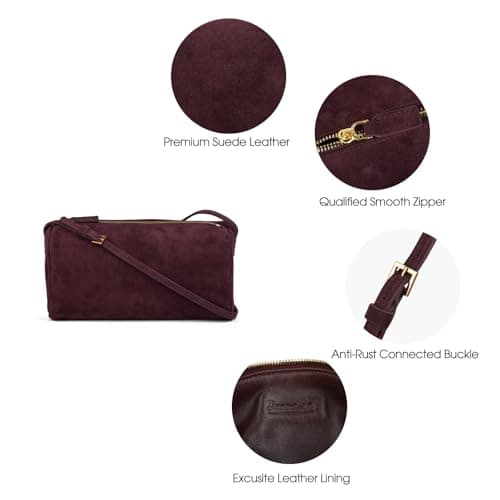 DONNAIN Suede Bag for Women Leather Crossbody Bag Ladies (Burgundy) — view 4