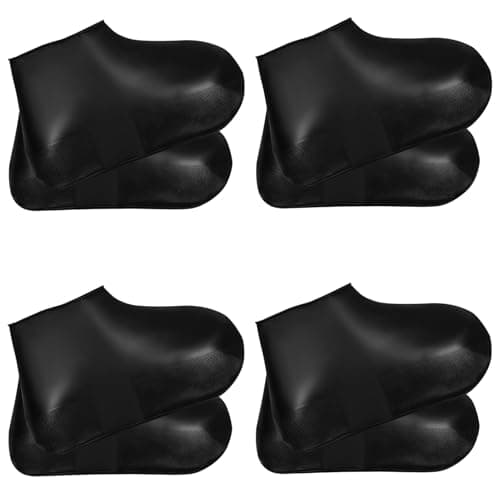 4Pairs Black Waterproof Shoe Covers, Reusable Silicone Shoe Covers for Men and Women, Non Slip Boot Covers, Waterproof Overshoes, for Outdoor Cycling, Hiking, Gardening, Travel, Shoe Protector