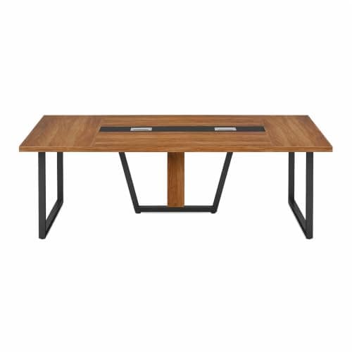 8FT Conference Table with V-S Cable Box - Walnut h, 94.5"x47.2", Seats 8-10, 1500lb Capaci, Versatile Design, Ideal for Offices & Meetings.