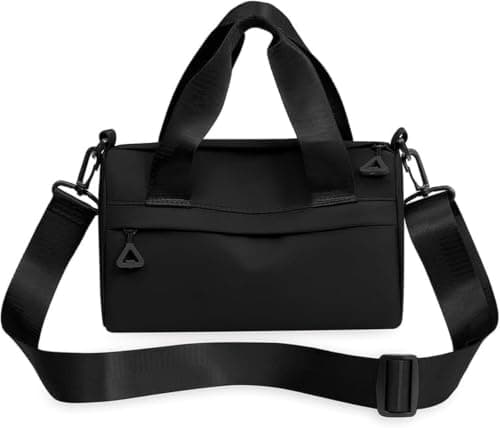 Mini Nylon Duffle Gym Bag Black 9.5x4.7x5.5 inch with Adjustable Strap