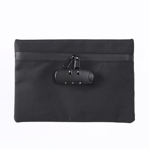 Money Bag with Lock Easy Storage, Waterproof Zip Closure Portable Locking Pouch, Combination Lock Security Document Bag(Grey) — view 4