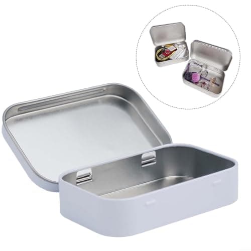 Metal Tin Box Rectangular Storage Container Flip Top Hinged Case for mini — view 4