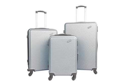 Groundlevel Infinity Hard Shell 3 Piece Luggage Suitcase Set Durable Silver