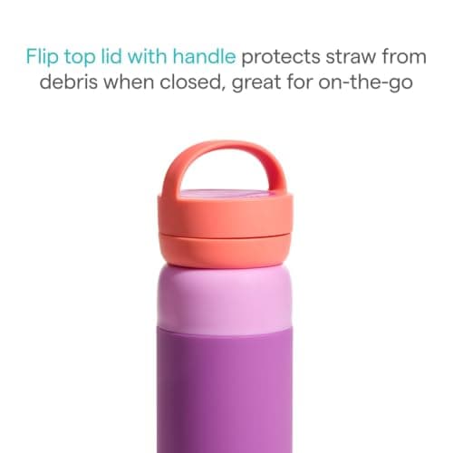 Munchkin Stay Cool Insulated Water Bottle with Straw| 24m+ | 355ml | Purple — view 2
