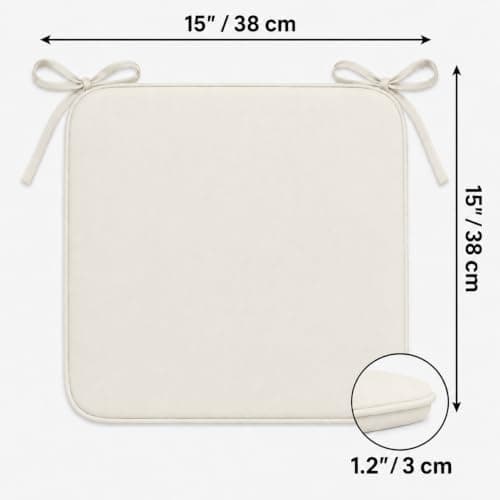 L S U Multi Pack Comfortable Seat Pad for Dining Chair Kitchen Garden with Tie on indoor Outdoor Foam Cushions (Cream, 4) — view 2