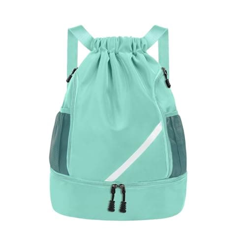 flintronic Drawstring Backpack, Waterproof Sports Backpack, Large Gym Bag With Shoe Compartment and Water Bottle Mesh Pockets, for Sports School Beach Holidays Swimming Travel