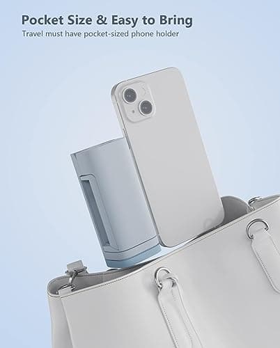 MiiKARE Portable Airplane Phone Holder-360° Rotation Phone Holder for Plane,Hands-Free Travel Essentials for Flying,Foldable Pocket-size Phone Stand Holiday Essentials Compatible iPhone&Android-Blue — view 6